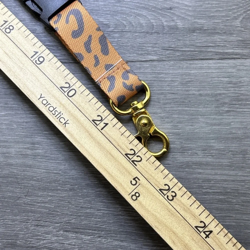 Simply Southern Lanyard Orange And Grey Leo Leopard Pattern With Clip